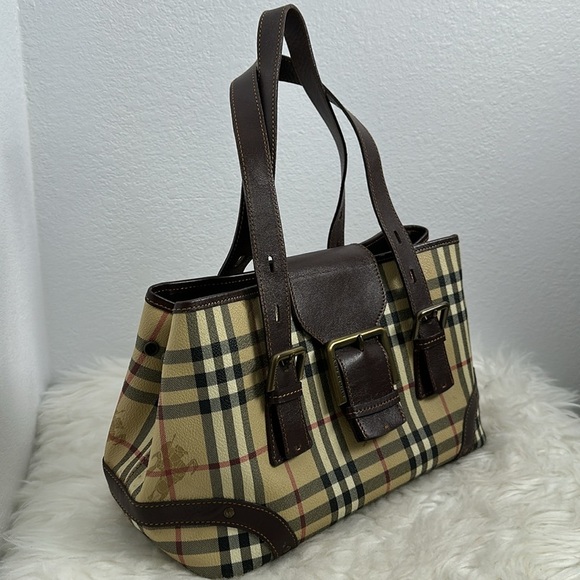 💯 Authentic BURBERRY  Haymarket Check Buckle Satchel Bag🍀 - Picture 8 of 17